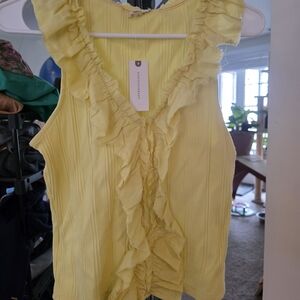 Anthropologie Pilcro Yellow Ruffled Sleeveless Blouse